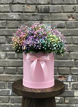 Цветочная композиция из Гипсофила и Розы в шляпной коробке #REPLACE_PRED# Каргалинской