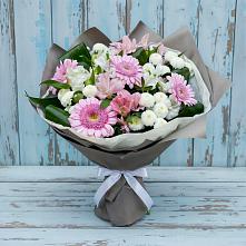 Букет цветов из:  Герберы, Альстромерии и Хризантемы #REPLACE_PRED# Каргалинской