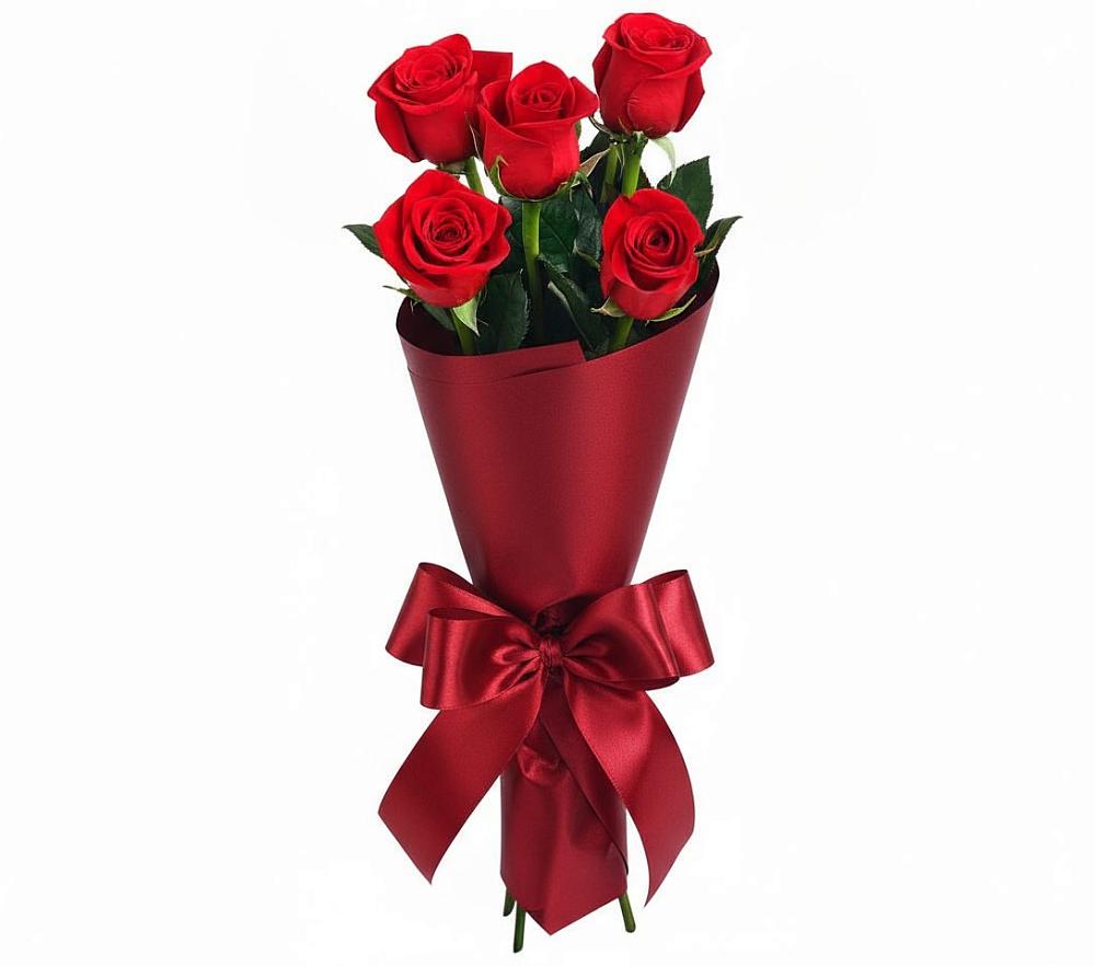 Букет 5 Красных роз Эдлесс Лав в Каргалинской