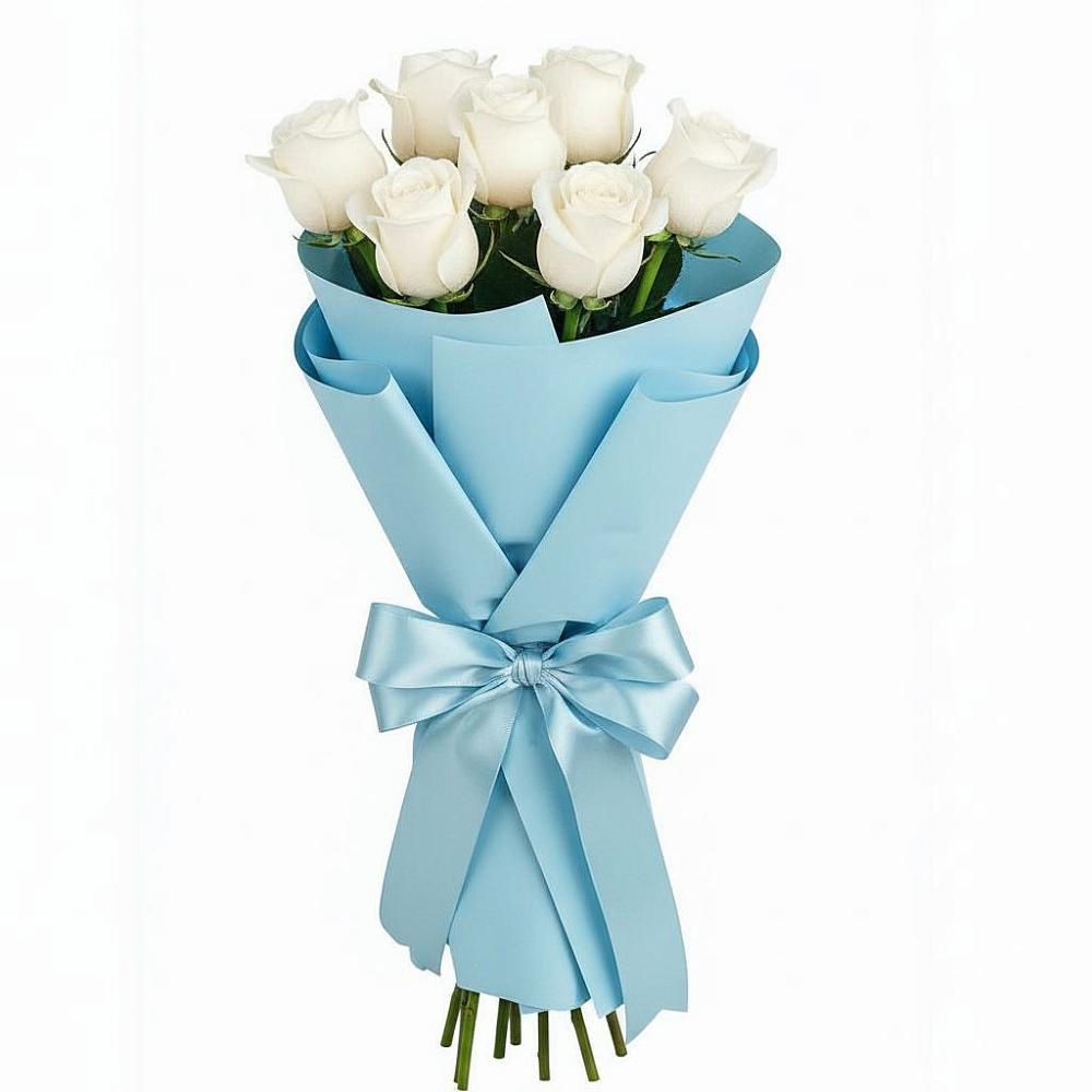 Букет 7 белых роз Проуд в Каргалинской