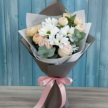 Букет цветов из:  Хризантемы и Розы #REPLACE_PRED# Каргалинской