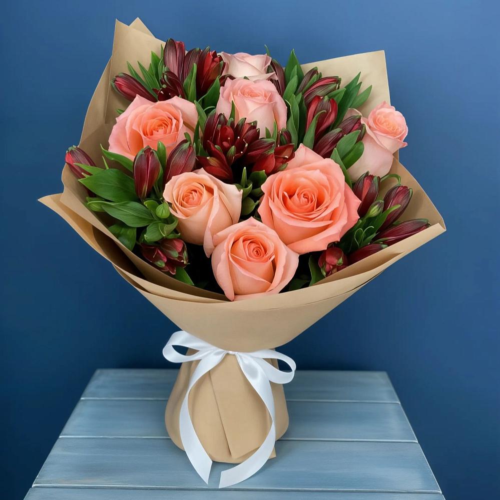 Букет цветов из: Розы и Альстромерии в Каргалинской