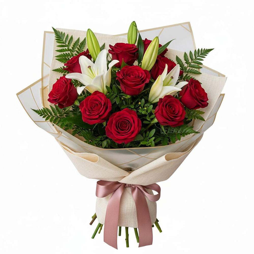 Букет цветов из: Лилии и Розы в Каргалинской