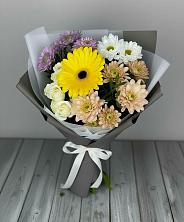 Букет цветов из:  Розы, Герберы и Хризантемы в Каргалинской