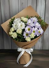 Букет цветов из:  Хризантемы и Розы в Каргалинской