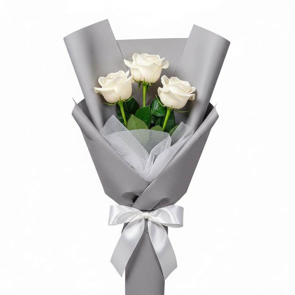 Букет 3 белые розы в Каргалинской
