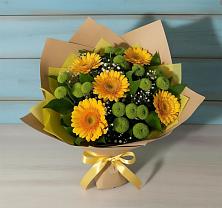 Букет цветов из:  Герберы и Хризантемы в Каргалинской