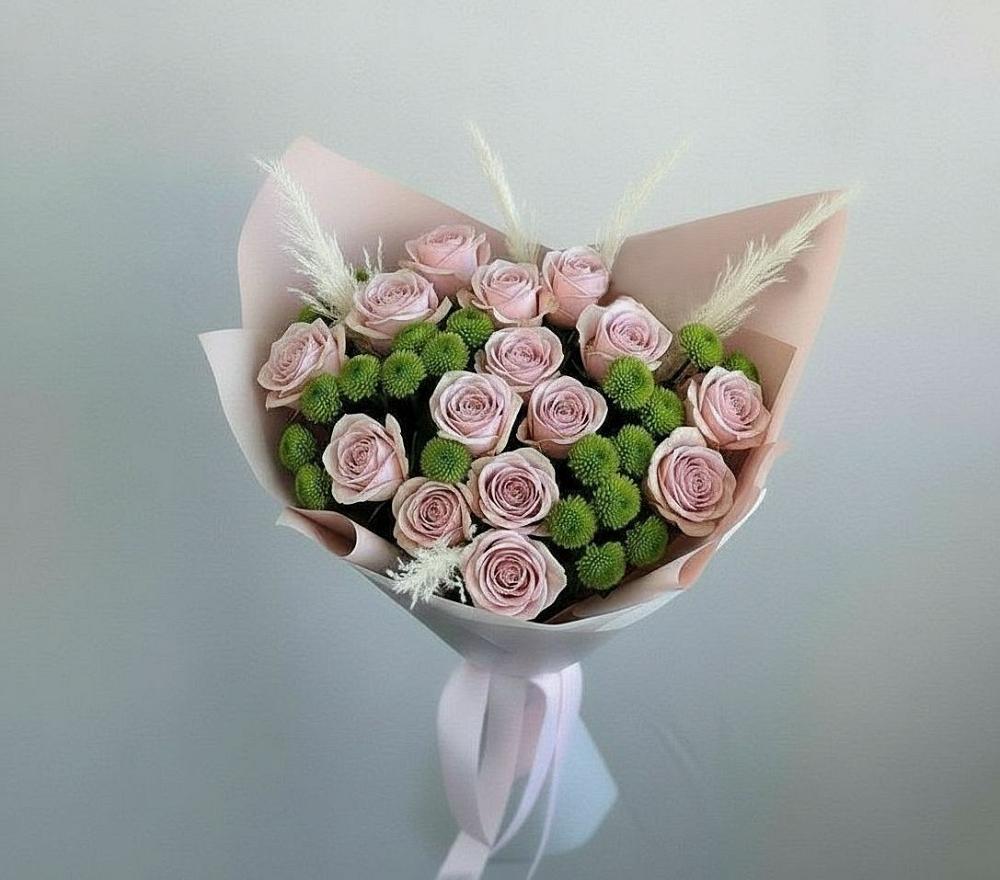 Букет цветов из: Розы и Хризантемы в Каргалинской