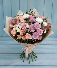 Букет цветов из:  Хризантемы, Розы и Альстромерии в Каргалинской