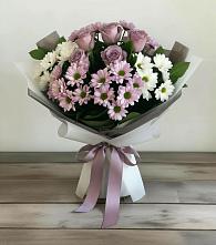 Букет цветов из:  Хризантемы и Розы в Каргалинской