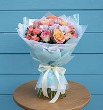 Букет цветов из:  Хризантемы и Розы в Каргалинской