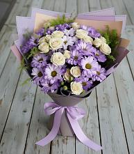 Букет цветов из:  Хризантемы и Розы в Каргалинской